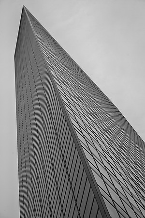Tokyo Leaning skyscraper BW