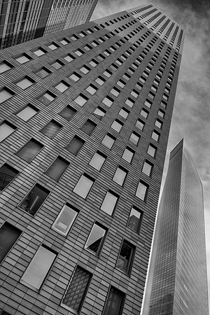 Tokyo Leaning skyscraper BW