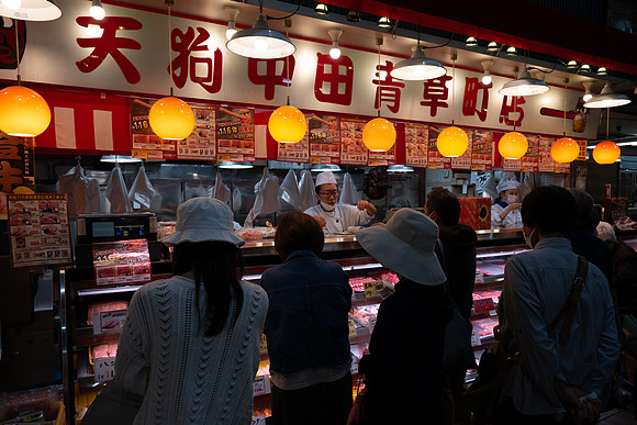Kanazawa market meat stall