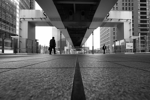 Tokyo walkway BW