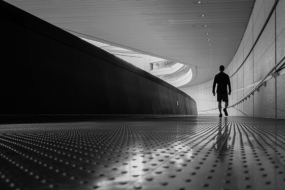 Tokyo walkway BW