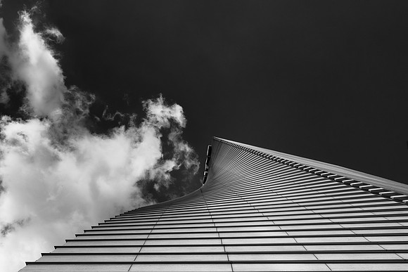 Tokyo Twisting skyscraper bw