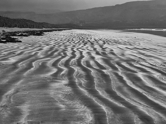 Eigg Singing Sands ripples BW