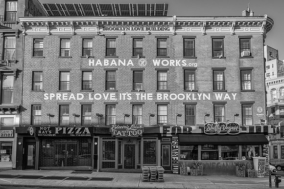 NY Brooklyn Love building BW