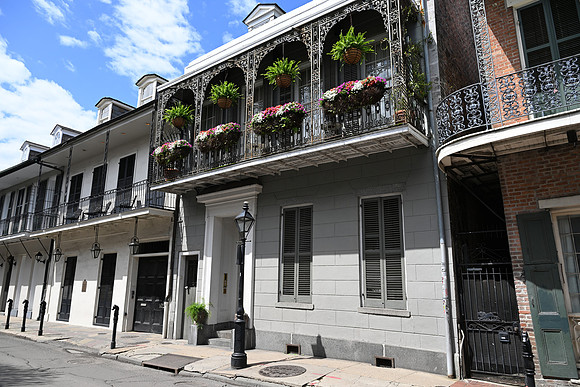 New Orleans street with flower boxes