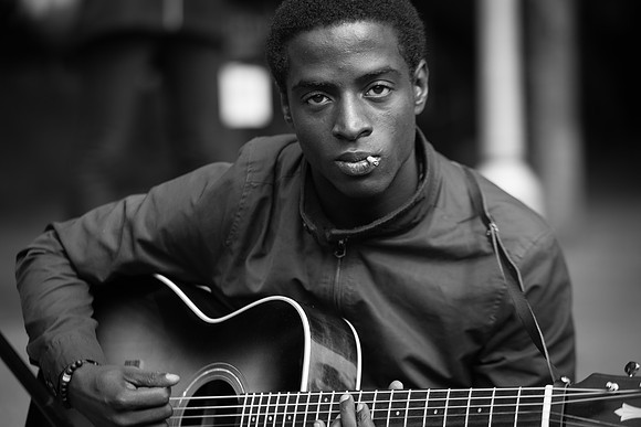 Columbia Road market blues guitarist bw 2