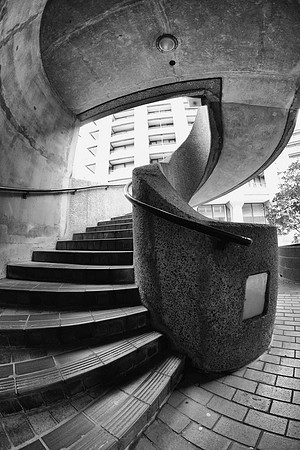 Barbican spiral stairs 2 BW