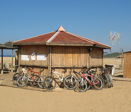 beach cafe and bikes