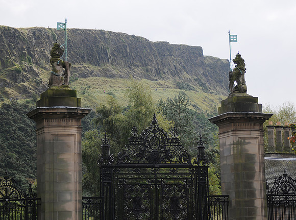 Edinburgh Hollyrood gates and Arthurs Set