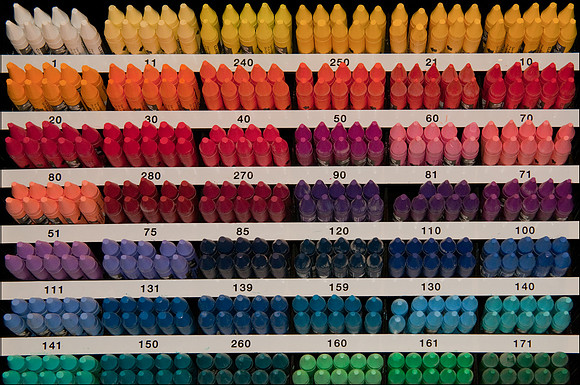 Coloured crayons