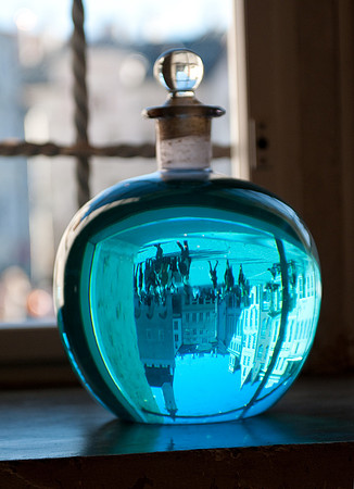apothecary flask blue portrait