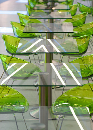 green plastic chairs