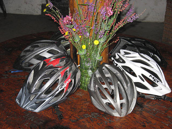 helmets and flowers