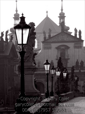prague charles bridge streetlights