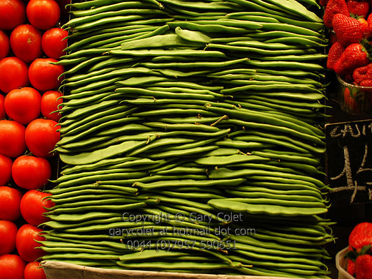 Fruit and veg - beans tomatoes and strawberries