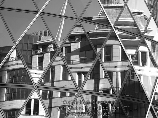 city buildings reflection mono