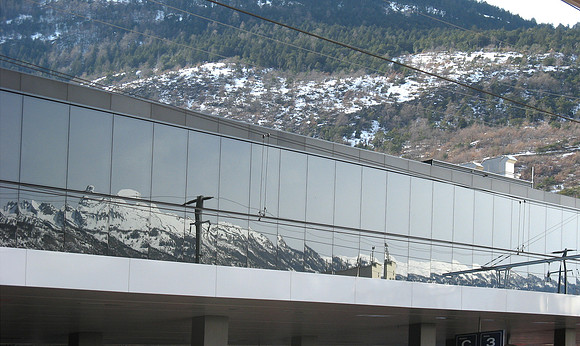 visp station mountain reflections