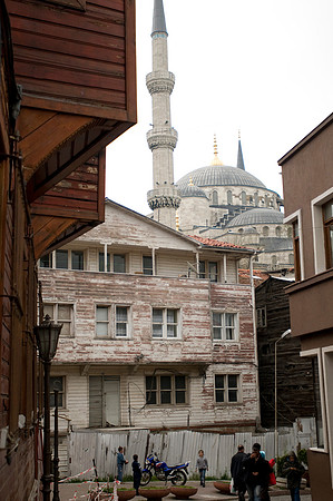 old houses back of blue mosque