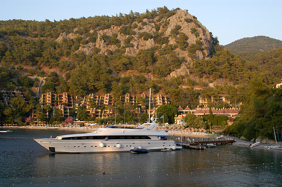 hillside bay and yacht