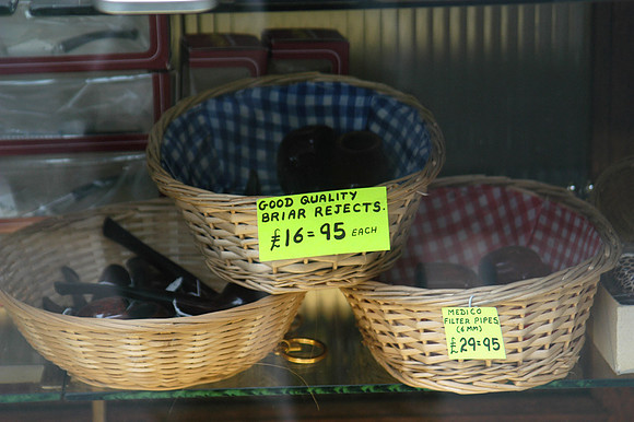 Cigar shop reject pipes for sale notice