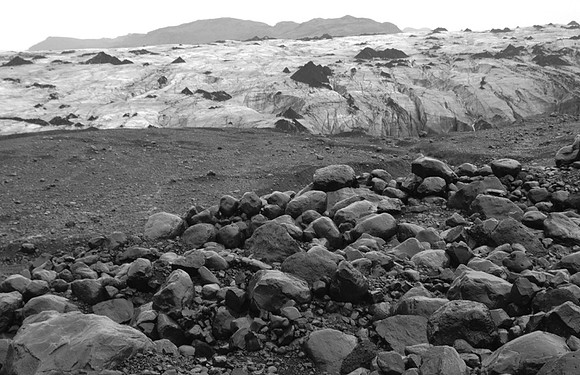 Solheimajokull rocks greyscale