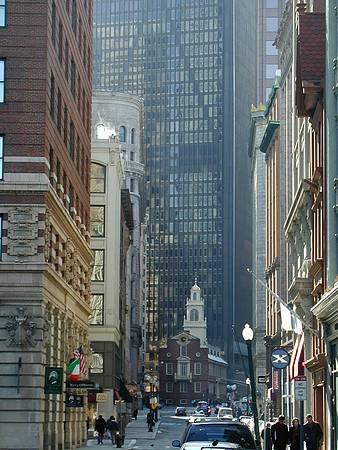 boston state house against skyscraper apr02