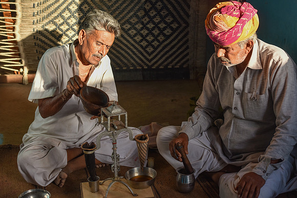 Opium tea makers, Rohet Garh, Rajasthan