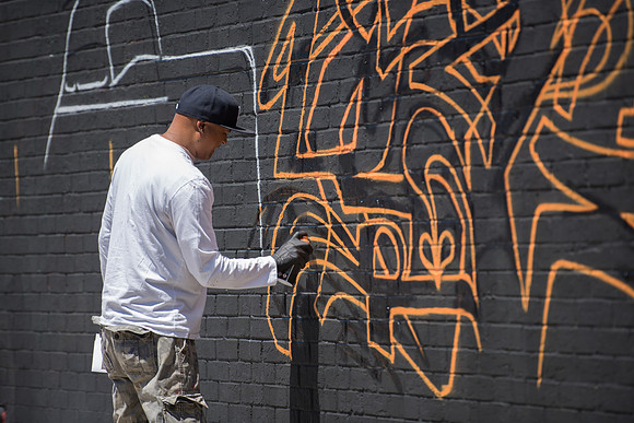 The Bushwick Collective at work, Brooklyn, New York City