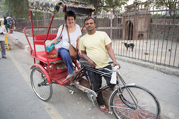 Jenni, cycle rickshaw ride, Delhi