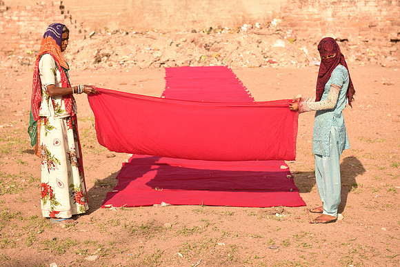 Drying dyed fabric, Jodhpur, Rajasthan