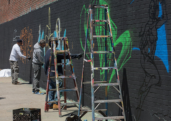 The Bushwick Collective at work, Brooklyn, New York City