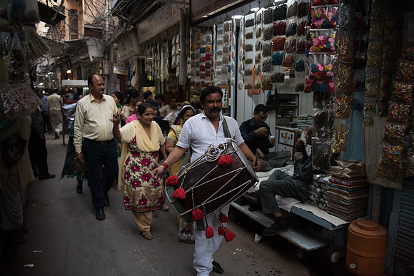 Wedding procession, Chandni Chowk, old city market, Delhi