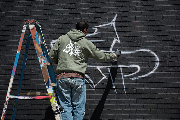 The Bushwick Collective at work, Brooklyn, New York City