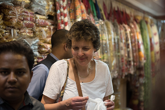 Jenni shopping in old city market, Delhi