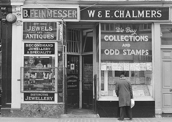 Jeweller and stamp shop Cranbourne St London