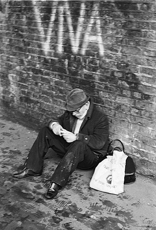 Man under 'Viva' bridge in Camden