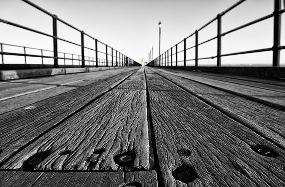 Southend pier boardwalk and yellow jacket