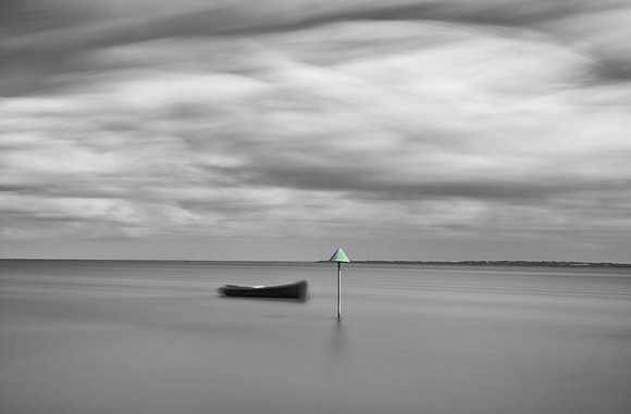 Southend boat and green cone long exposure
