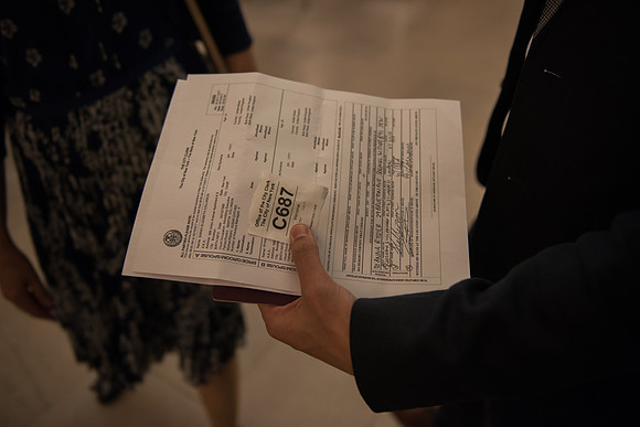City Hall registration and ticket