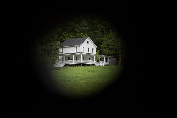 Rehearsal House through barn hole