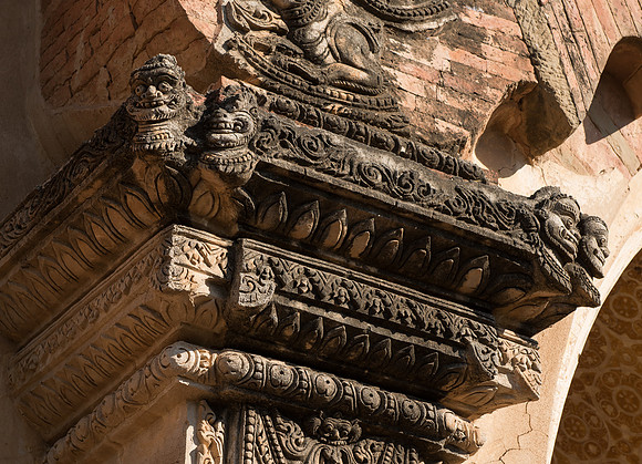 Bagan brick doorway carving