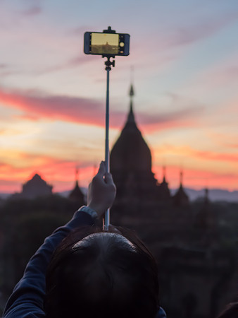 Bagan temple selfie stick