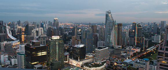 Bangkok sunset skyscrapers