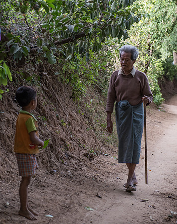 Villagers man and child