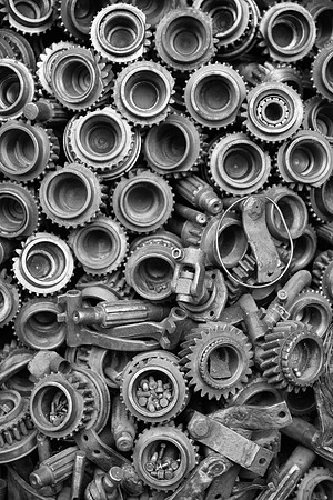 Bangkok auto breakers cogs portrait bw