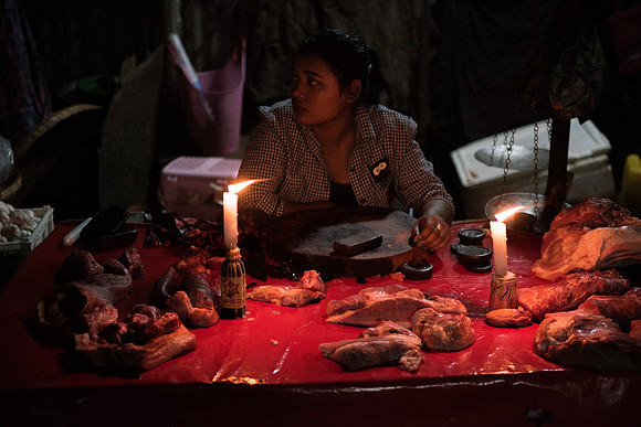 Yangon night market meat