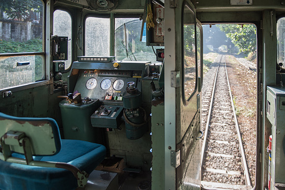 Yangon train cab and track.