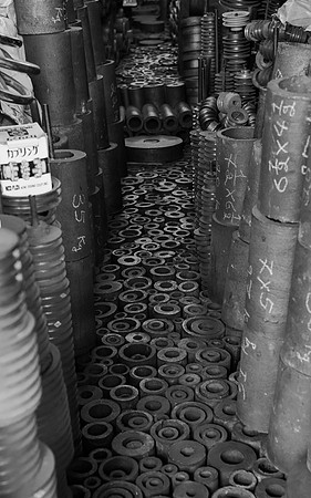 Bankok shop pipes bw
