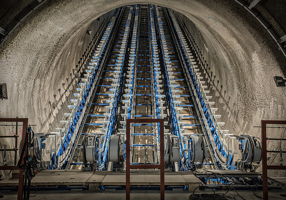 Crossrail escalator blue