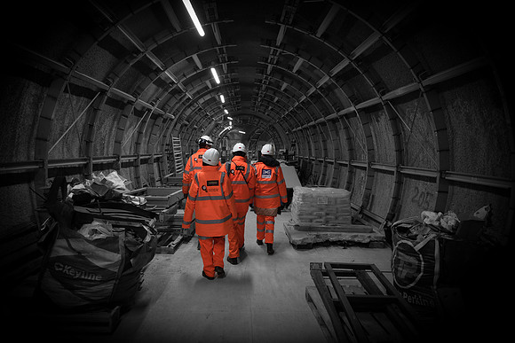 Crossrail tunnel orange ppe